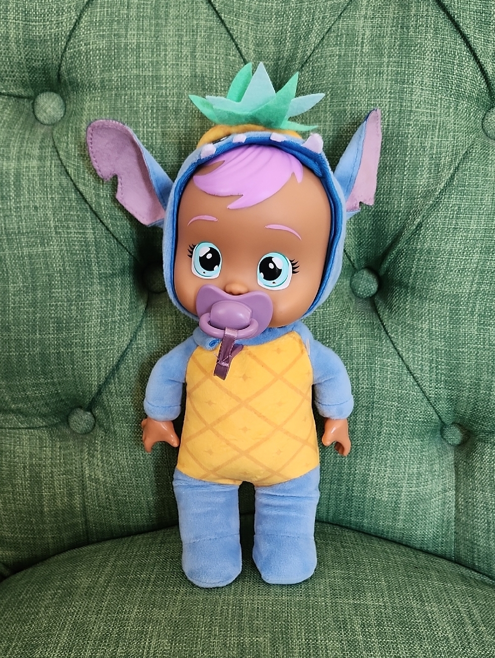Cry Babies Disney Stitch Plush Baby Doll with Pacifier